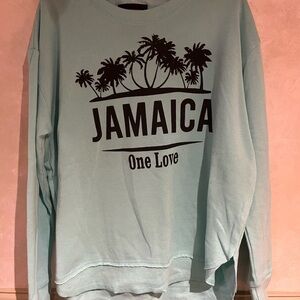 Jamaica One Love Women's Crew Neck Sweater - Light Blue